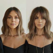 Medium length hairstyles for round faces with bangs… 50 Most Trendy And Flattering Bangs For Round Faces In 2021 Hadviser