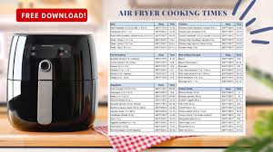 air fryer cooking times printable