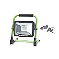 Powersmith 1 800 Lumen Weatherproof Rechargeable Lithium Ion Foldable Led Work Light With 4 Modes Stand Charger And Usb Pwlr1120f The Home Depot