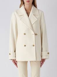 Peacoat In Wool Blend Cloth White