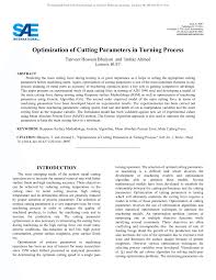 Pdf Optimization Of Cutting Parameters In Turning Process