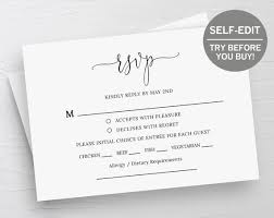 Rsvp Card Template Wedding Rsvp Cards Response Cards Rsvp Template Instant Download Wedding Printable Templett Editable Minimalist