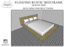 Floating Rustic Bed Frame Queen Size