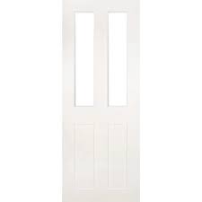 white primed double door leaf clear