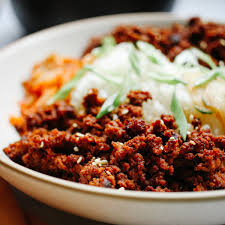 korean ground beef bulgogi rice bowl
