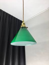 Vintage 70 S Glass Brass Light Green