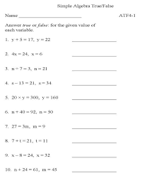 Printable Algebra Worksheet Math