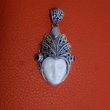 bone carving sterling silver pendant 925
