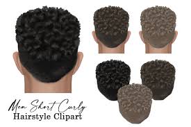 men short curly hair clipart graphic by