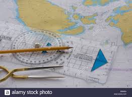 Chart With Plotter Divider And Pencil Stock Photo 20751756
