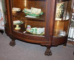 antique oak curved gl china cabinet