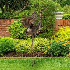 Metal Crane Garden Statue