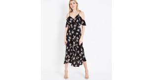 Cold shoulder shirt dress style #z99046 normal price $49 on sale 26.99 this is a final sale product. Black Floral Wrap Front Cold Shoulder Midi Dress New Look