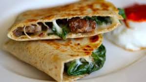 leftover steak and spinach quesadilla