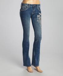 Montana West Blue White Embellished Trinity Ranch Jeans Women