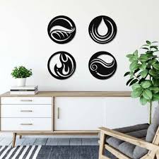 Black Metal Four Nature Symbol Wall Art