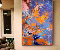 Colorful Blue Orange Abstract Oil