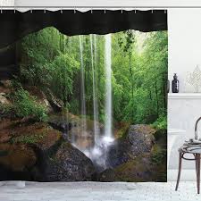 green brown natural cave shower curtain