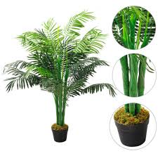 single pot large artificial palm trees