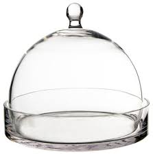 glass dome cloche bell jar with tray