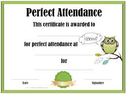 Perfect Attendance Award Certificates Free Instant Download