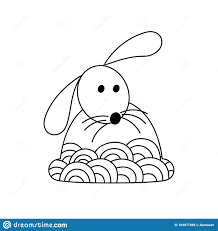 Walking in the jungle coloring pages. Rabbit Coloring Pages Cute Handrawn Adults Kids Easter Background Creative Ornament Black White Vector Illustration Sheet Approachingtheelephant
