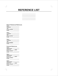 free reference list template