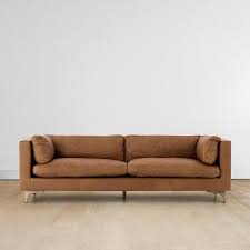 jocelyn cognac leather wood legs sofa