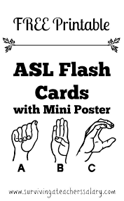 Free Printable Asl Alphabet Sign Language Flash Cards Deaf