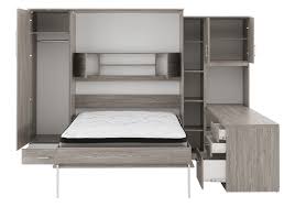 Grey Wall Murphy Bed With Desk Twin