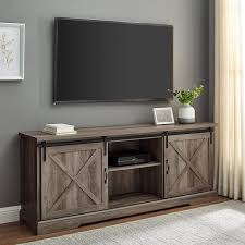 Grey Wash Wood And Metal Tv Stand