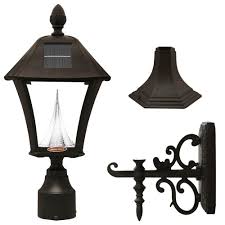 Gama Sonic Baytown Solar Black Outdoor Post Wall Light With Bright Warm White Leds