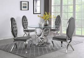 Stainless Steel Base Grey Velvet Chairs