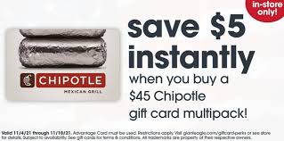 3x 15 chipotle gift card multipack