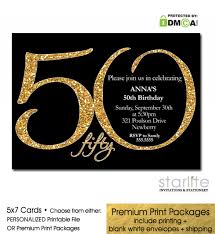Black Gold Glitter 50th Birthday Invitation Modern Number