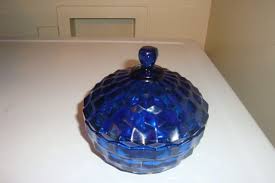 Vintage Cobalt Blue Glass Candy Dish