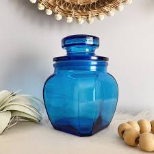 vintage cobalt blue glass jar kitchen