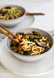 vegan mushroom udon noodles the