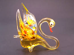 Blown Glass Swan Figure Art Glass Swan