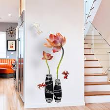 3d Lotus In Vase Wall Stickers