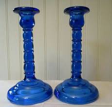 Vintage Pair Cambridge Blue Glass 8