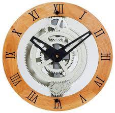 Maples Clock Wooden Moving Gear Wall
