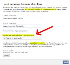 change facebook business page name