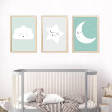 Nursery Art Prints Moon Cloud And Star