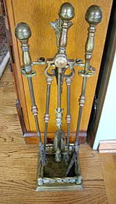 bronze brass fireplace tool stand antique