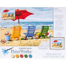 Dimensions Beach Chair Trio Paint By Numbers For Adults 14 W X 11 L