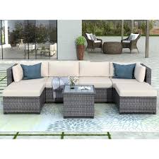Gray Wicker Outdoor Sectional Set