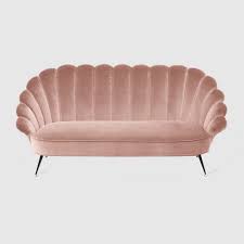 Velvet Sofa In Antique Pink Velvet