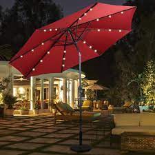 costway 10ft patio solar umbrella led