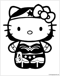 Educational website, printable coloring pages, and funny pictures. Hello Kitty Is Playing Dress Up As Wonder Woman Coloring Pages Cartoons Coloring Pages Coloring Pages For Kids And Adults